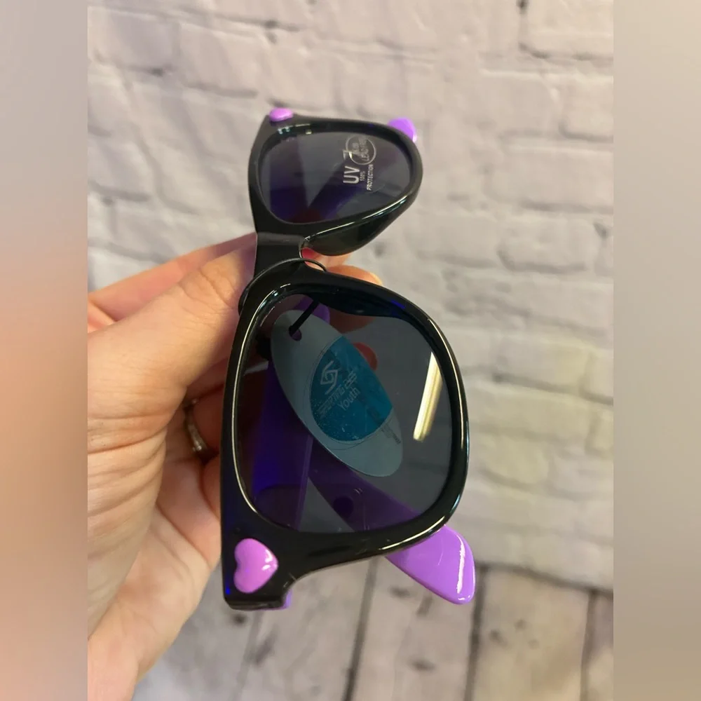 5/$20 Sporting Eyes Youth Girls Purple Gingham‎ Hearts Sunglasses Summer Eyewear